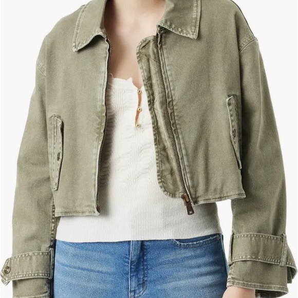 Sam Edelman Cropped Moto Jacket XS -army green - Picture 15 of 15